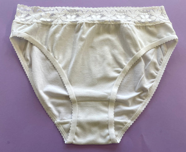 Woman's Cotton Spandex Hi-cut Plain Briefs With Lace 6-pack