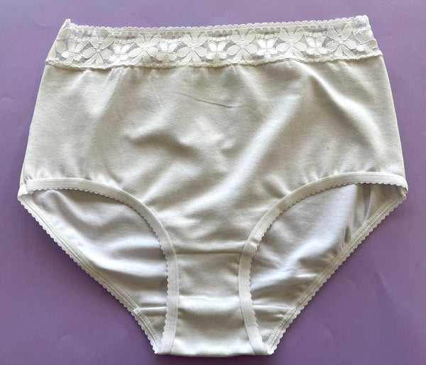 Woman's Cotton Spandex  Plain Briefs With Lace 6-pack