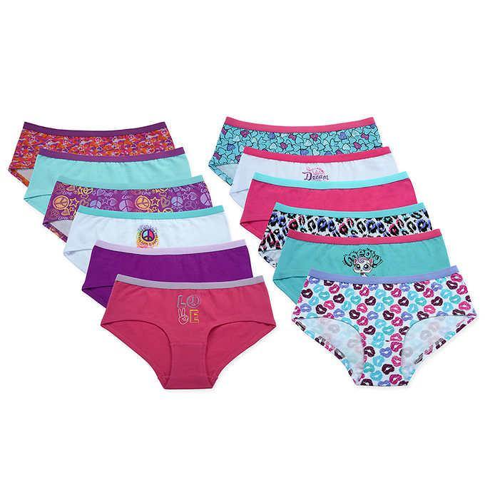 Girls' Cotton Spandex Hipster 12-pack, Size 6-14